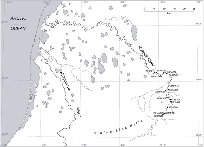 Interactive map of the Kokolik River localities