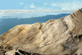 Novaya Sibir outcrop and ice pack